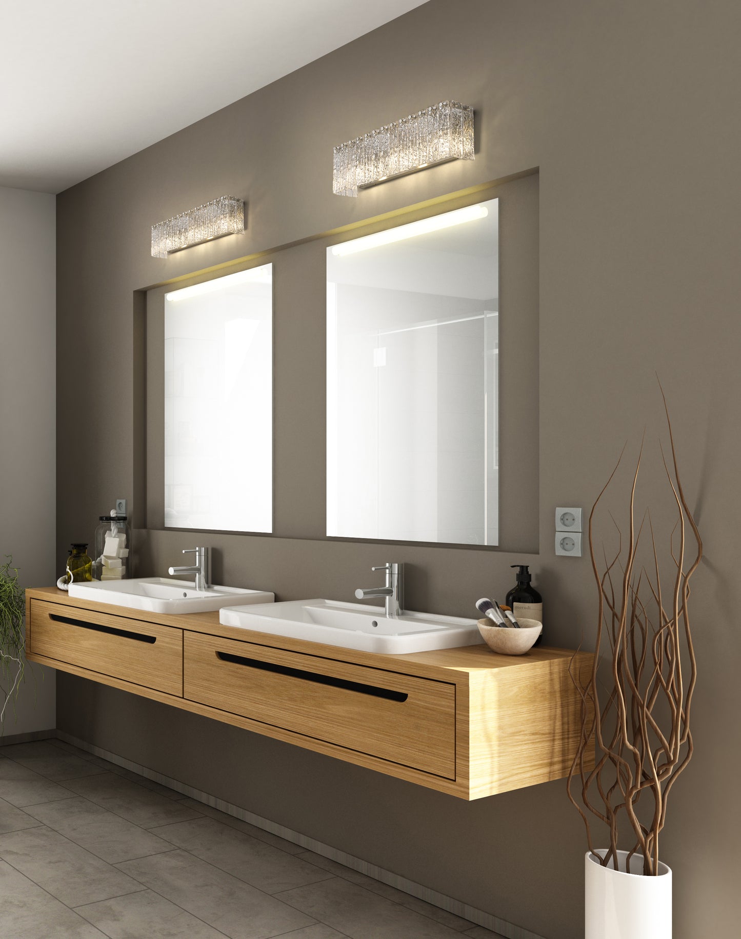 1943-3V-BN - Glacier 3 Light 24" Vanity - Brushed Nickel