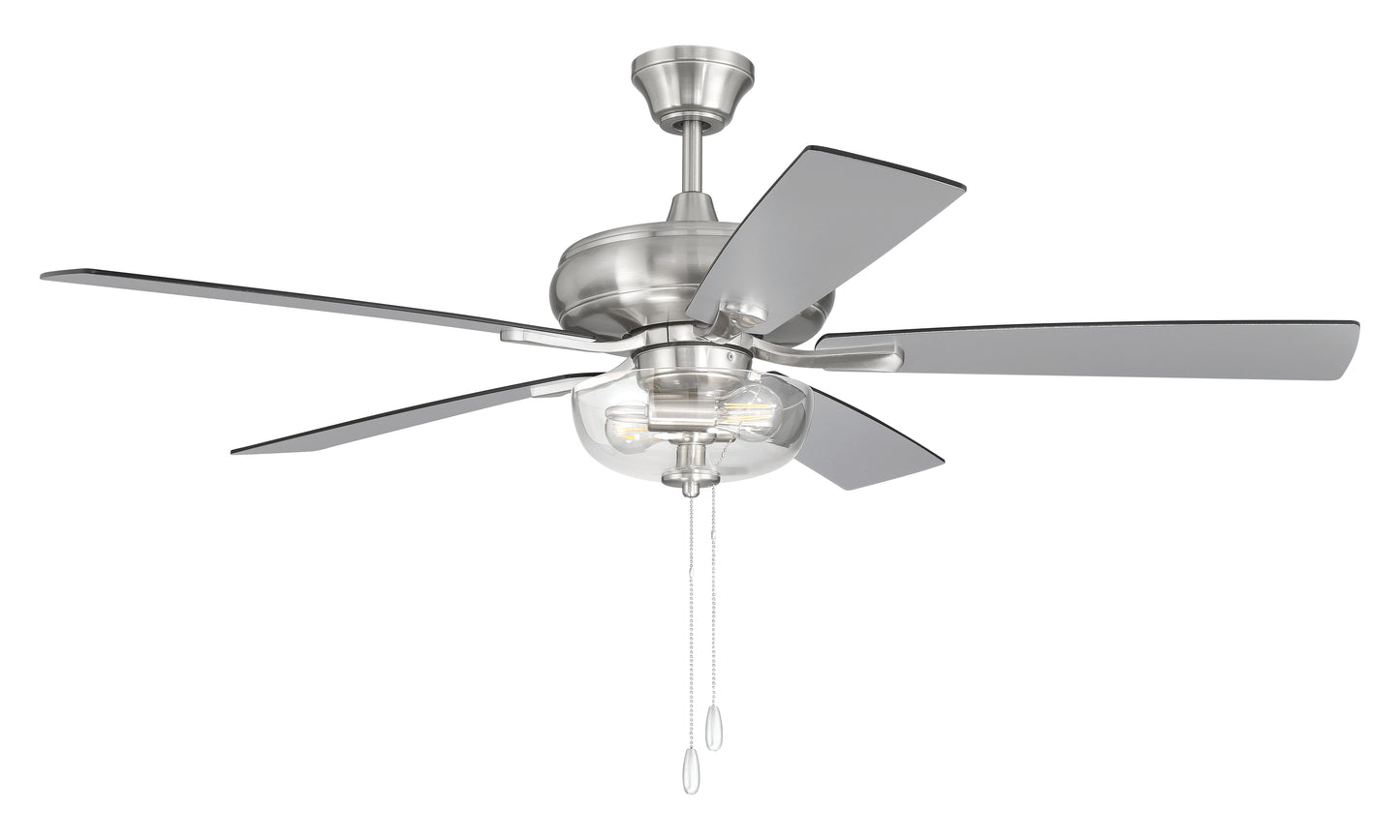ECF201BNK5-BNGW - EOS 2 Light Clear Bowl 52" Ceiling Fan 52" 5 Blade Ceiling Fan with Light Kit - Brushed Nickel