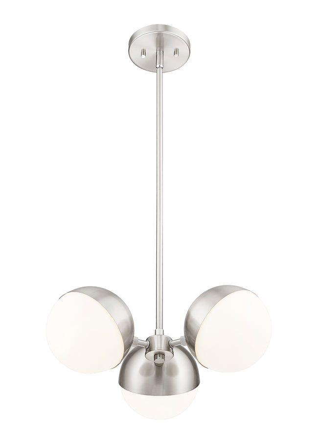 7517-3BN - Realm Sphere 3 Light 17" Chandelier - Brushed Nickel