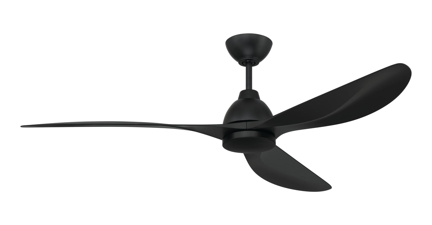 FRZ56FB3 - Frazier 56" 3-blade Indoor/ Outdoor Damp Rated Ceiling Fan 56" 3 Blade Indoor Outdoor Ceiling Fan with Light Kit - Flat Black