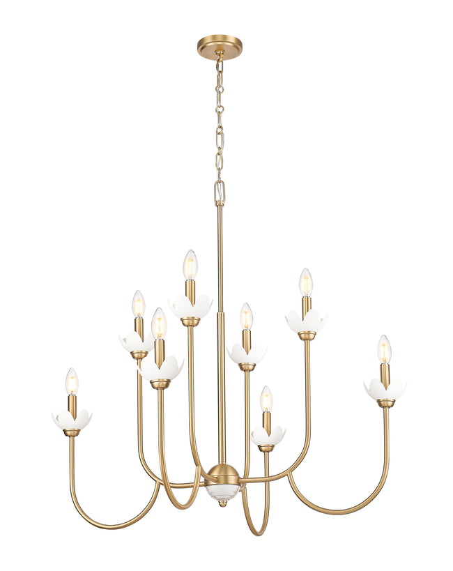 352-8MGLD - Allistair 8 Light 36" Chandelier - Modern Gold