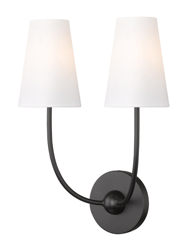 3040-2S-MB - Shannon 2 Light Wall 17" Sconce - Matte Black