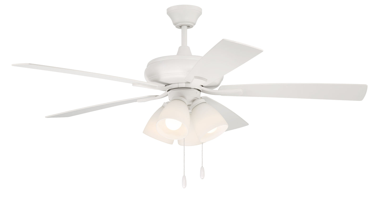 ECF114W5-WWOK - Eos Frost 4 Light 52" 5 Blade Ceiling Fan with Light Kit - White