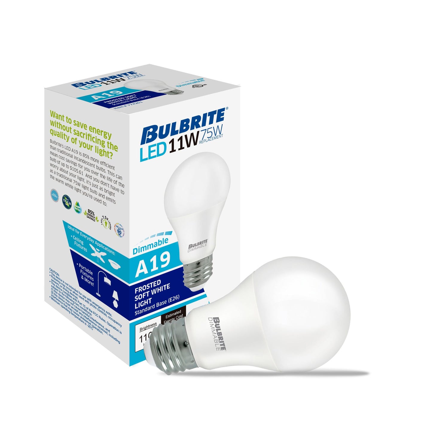 774267 - Dimmable Frost A19 LED Light Bulb - 11 Watt - 3000K - 4 Pack
