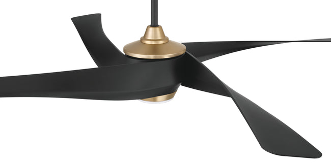 VNN58FBSB4 - Venn 58" Indoor Ceiling Fan 58" 4 Blade Ceiling Fan with Light Kit - Flat Black / Satin Brass