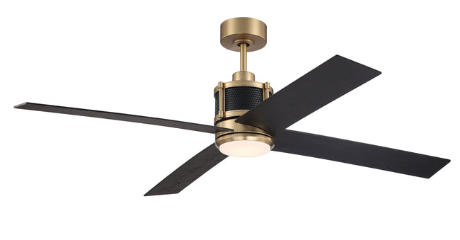 GRG56SBFB4-NWF - Gregory 56" Indoor Ceiling Fan with no Wifi 56" 4 Blade Ceiling Fan with Light Kit - Satin Brass