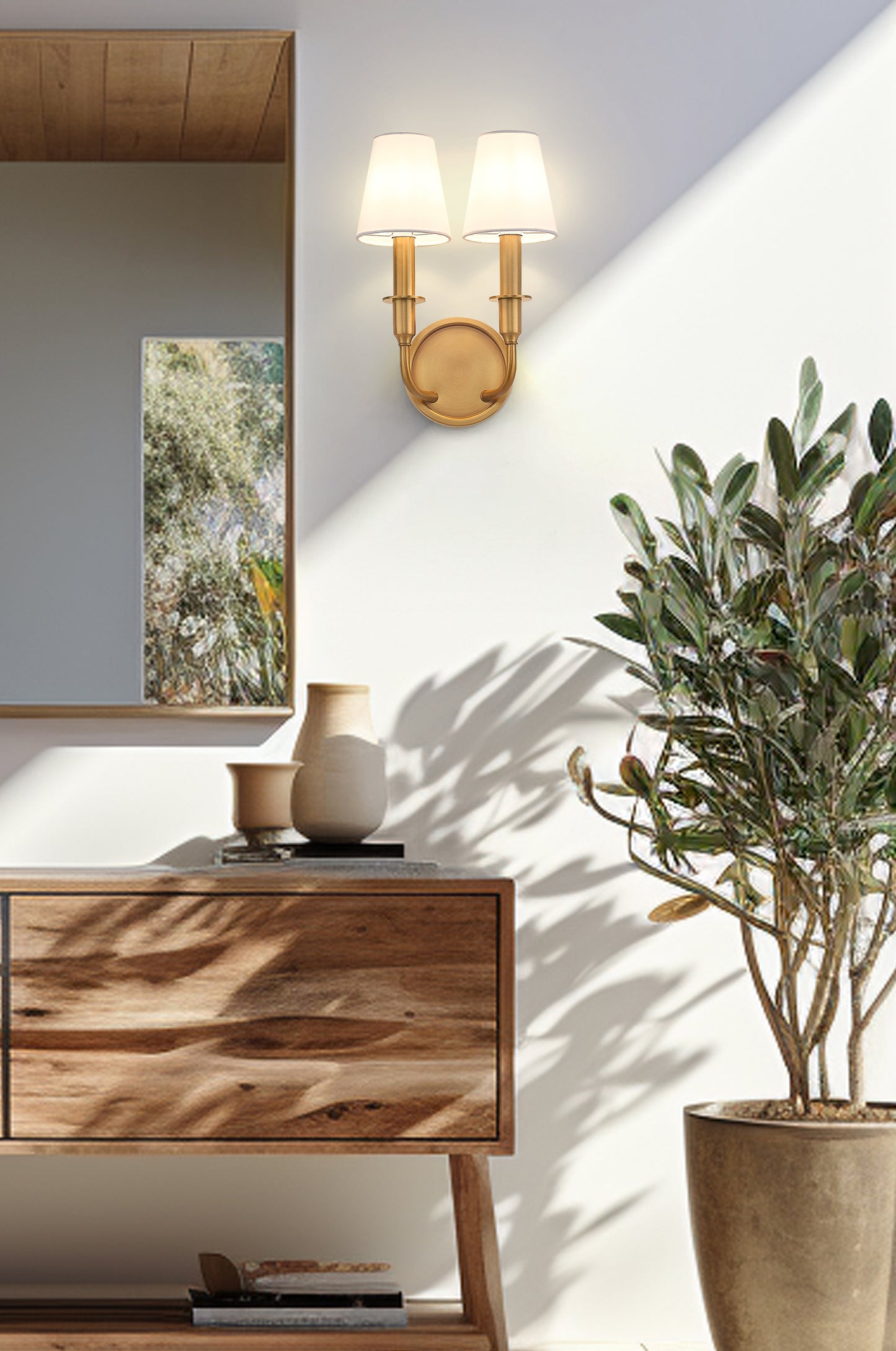 3049-2S-RB - Tova 2 Light Wall 13" Sconce - Rubbed Brass