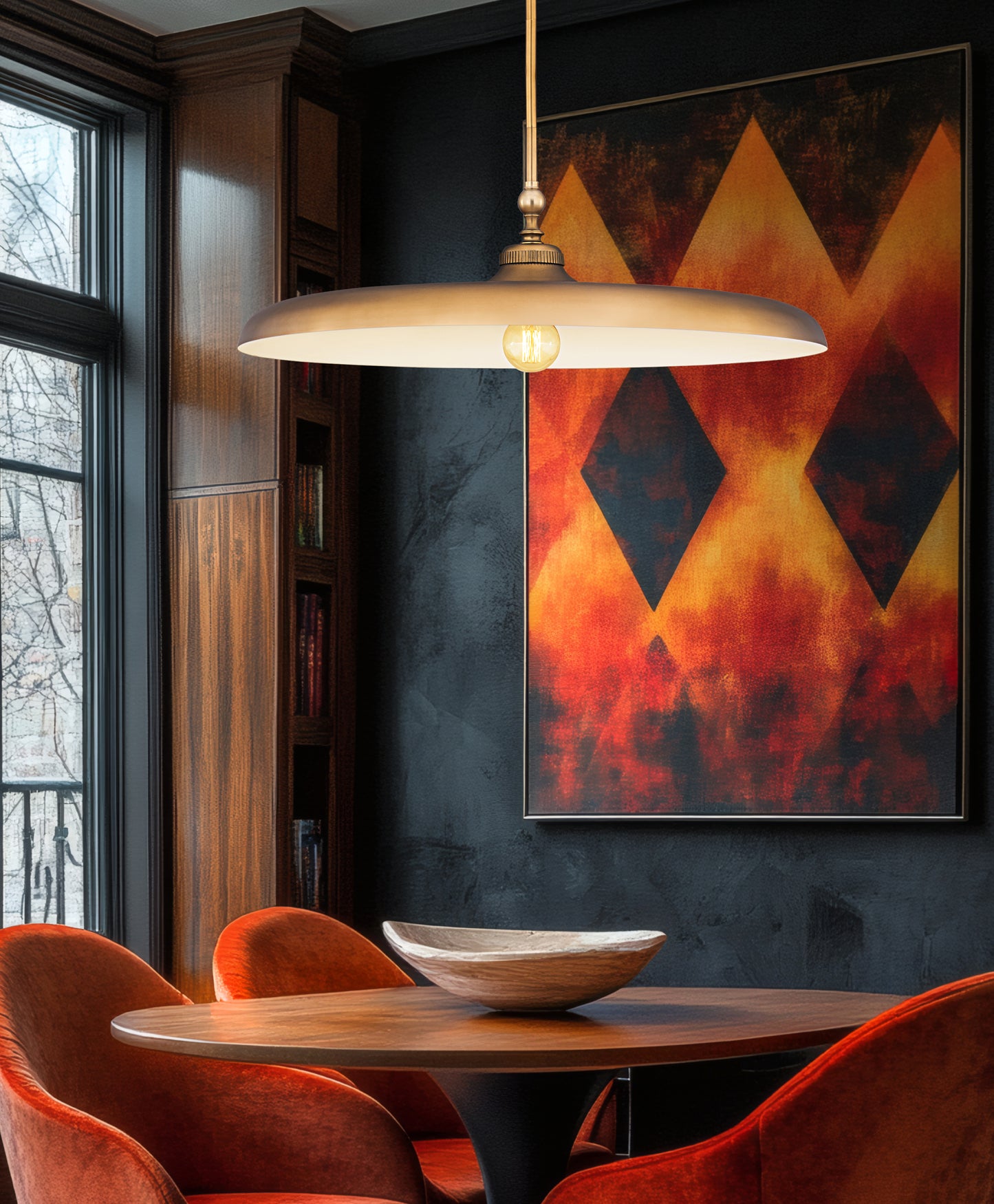 2308P32-RB - Camden 1 Light 32" Pendant - Rubbed Brass