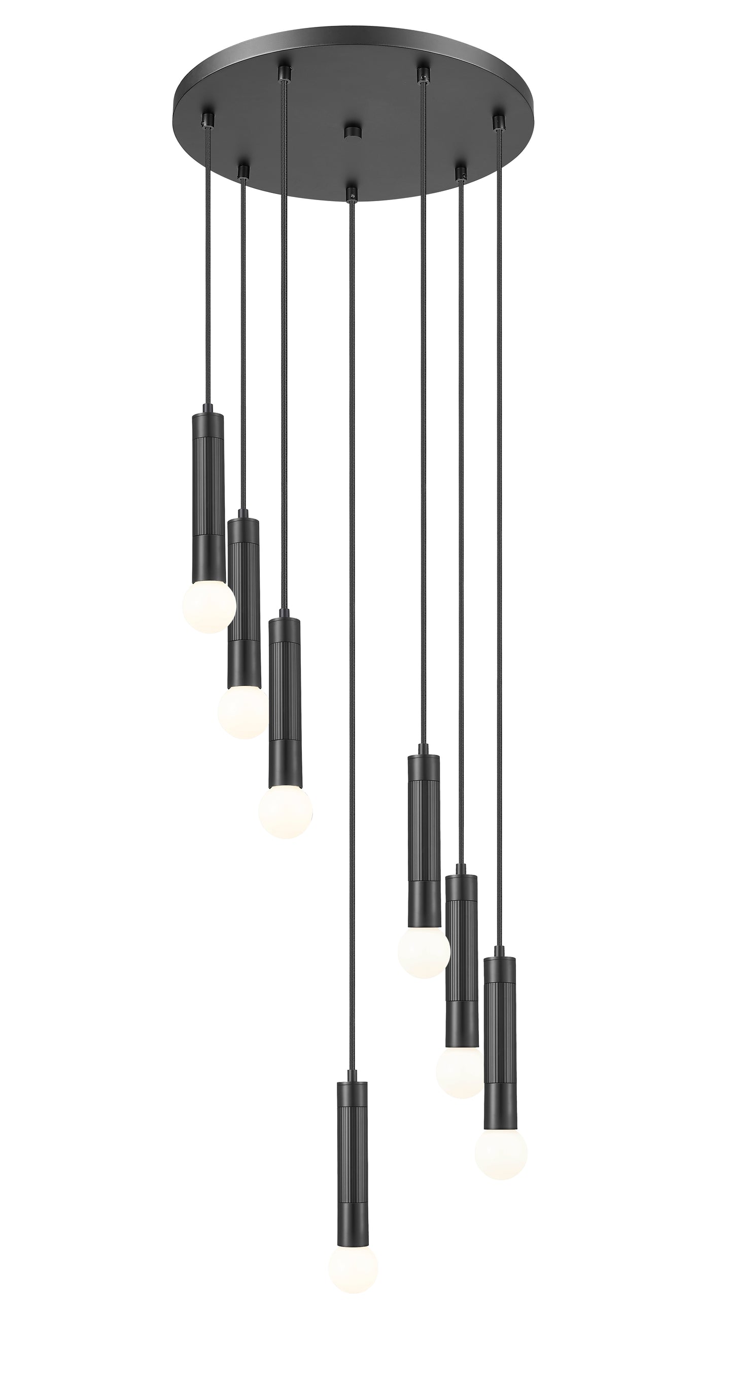 1956P-7R-MB - Stari 7 Light 18" Chandelier - Matte Black