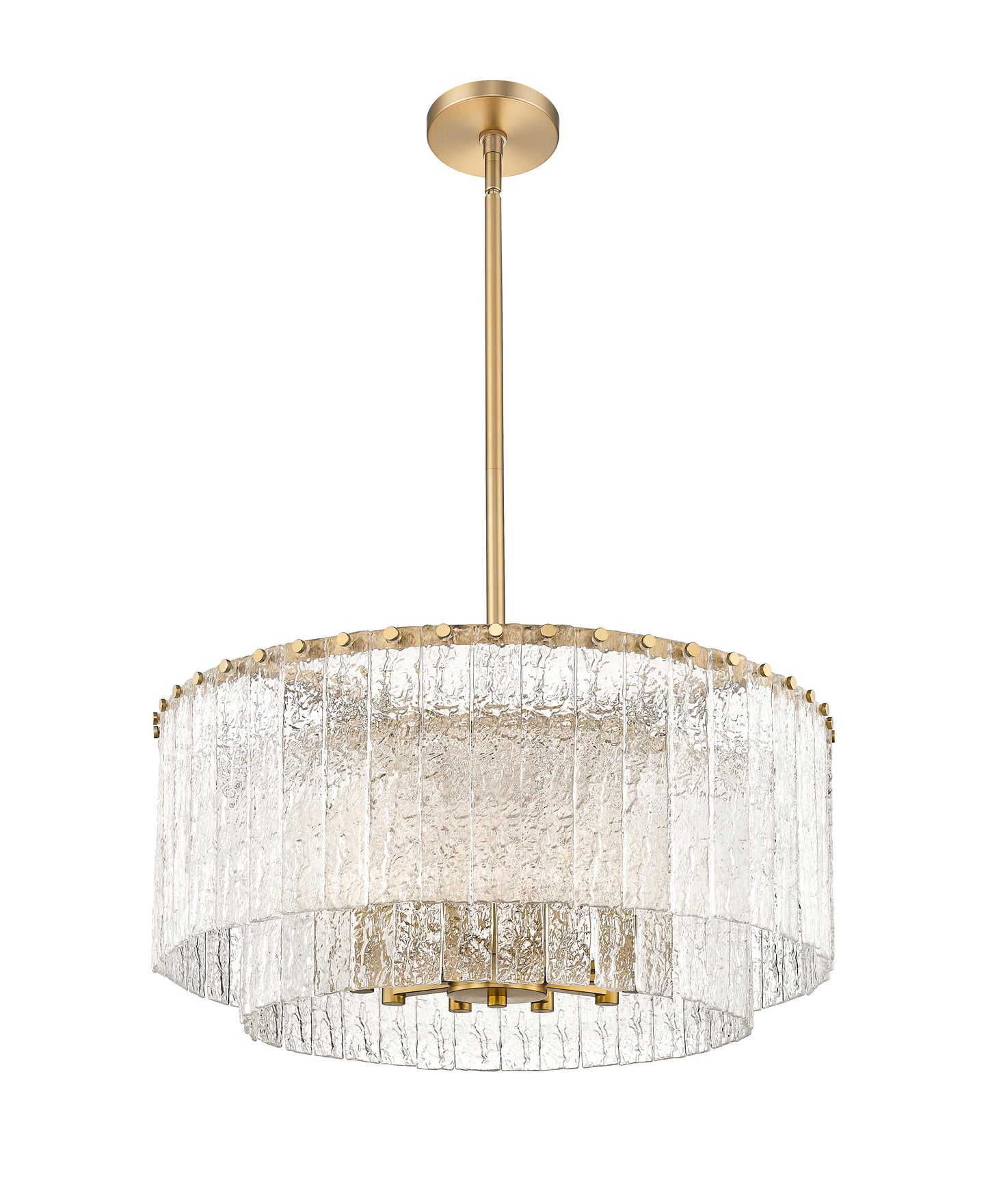 1943P26-2-MGLD - Glacier 10 Light 28" Pendant - Modern Gold