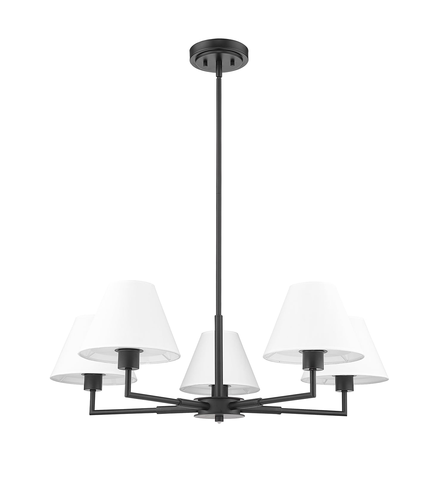 744-34R-MB - Leila 5 Light 34" Chandelier - Matte Black
