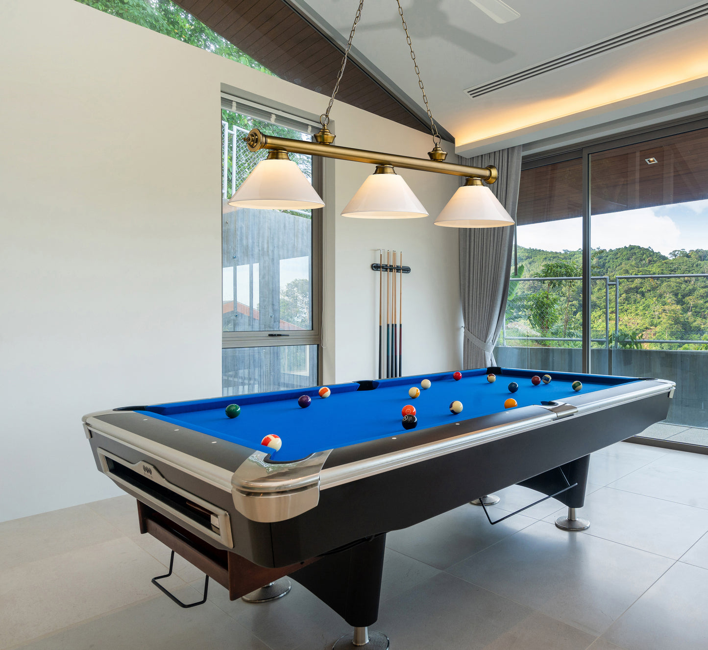 2306-3RB-PWH - Cordon 3 Light 57" Billiard - Rubbed Brass