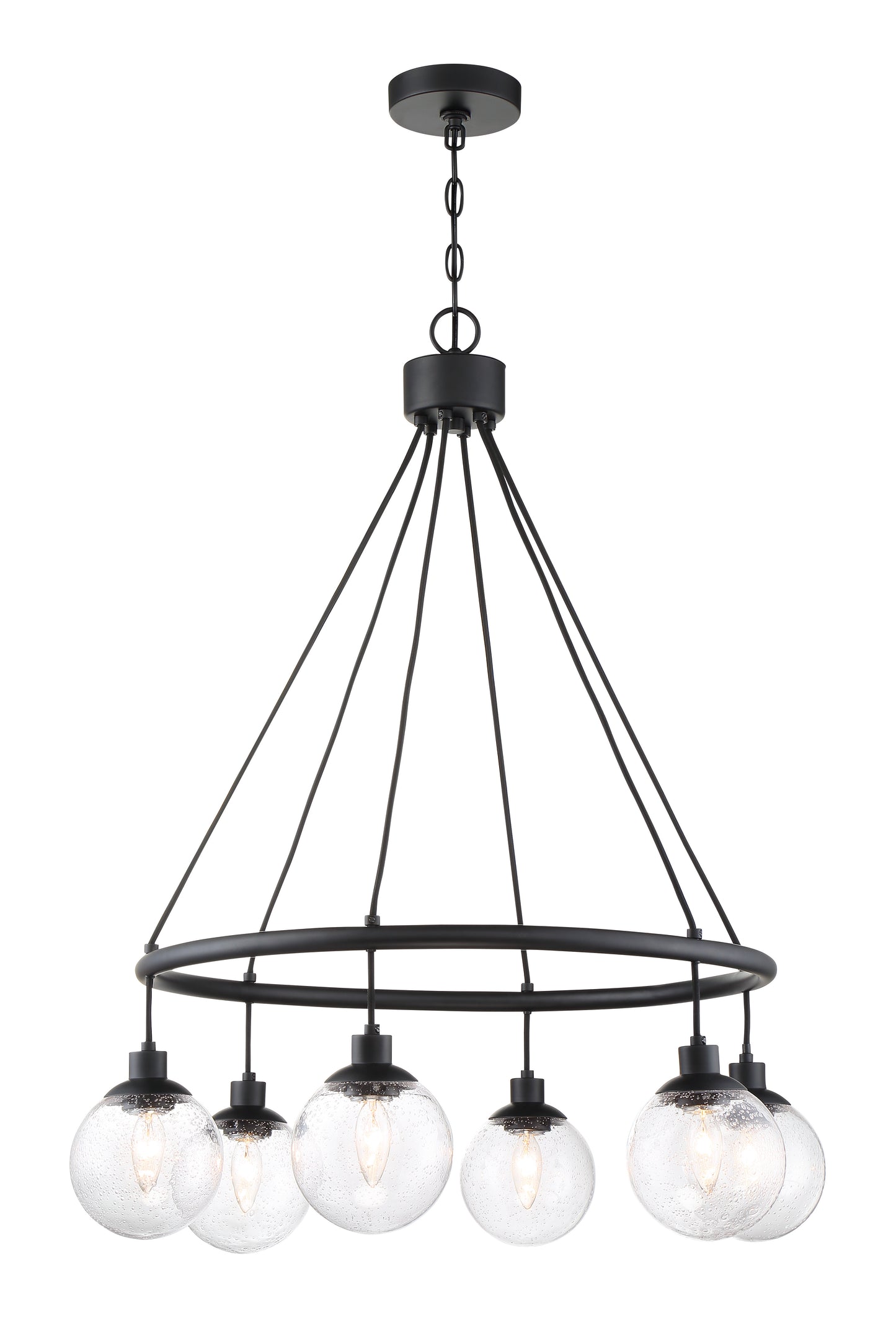 53326-FB - Que 6 Light 28" Wide Chandelier - Flat Black