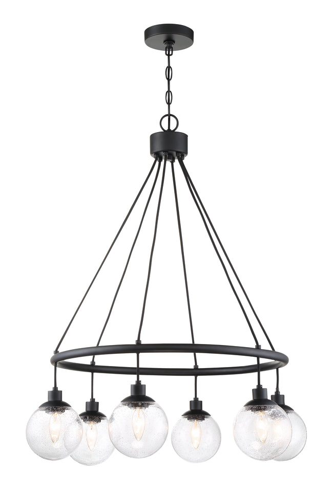 53326-FB - Que 6 Light 28" Wide Chandelier - Flat Black