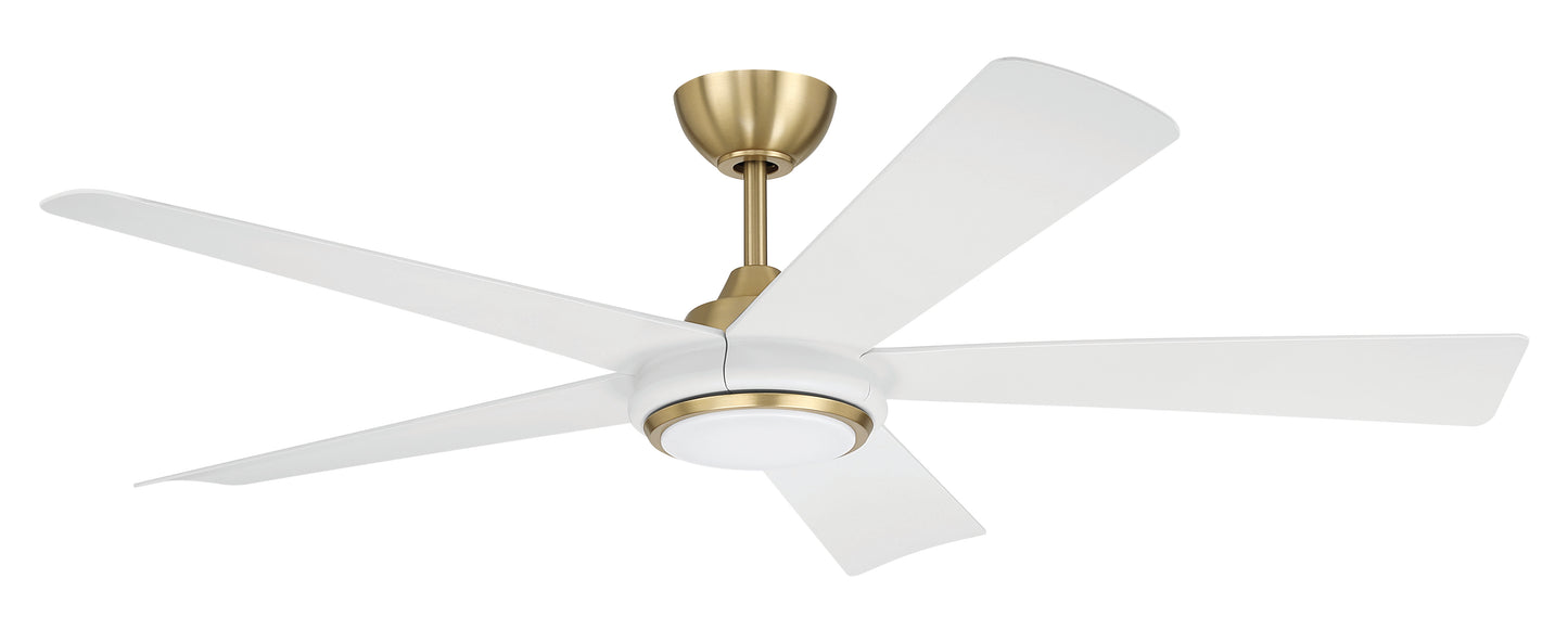 FRY52SBW5 - Frye 52" 5-Blade Indoor ceiling Fan 52" 5 Blade Ceiling Fan with Light Kit - Satin Brass