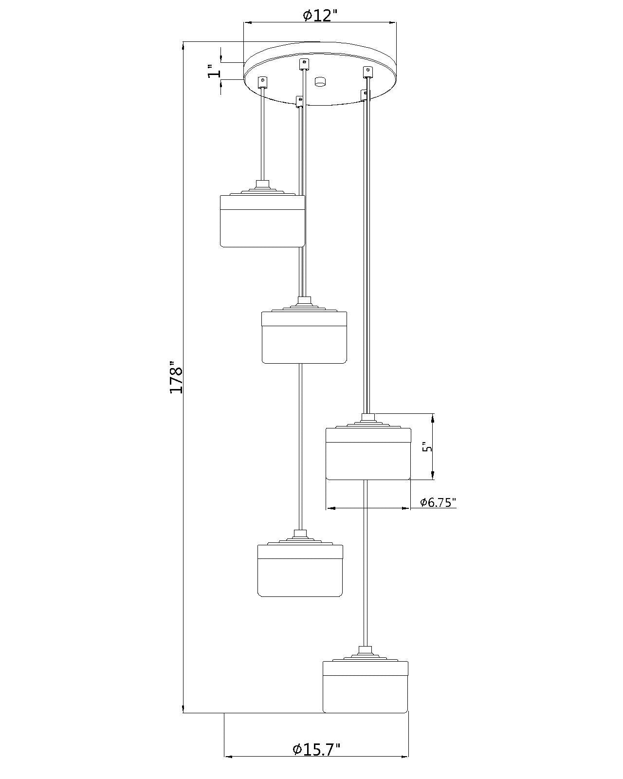 827P6-5R-MB-LED - Renaud 5 Light 16" Chandelier - Matte Black
