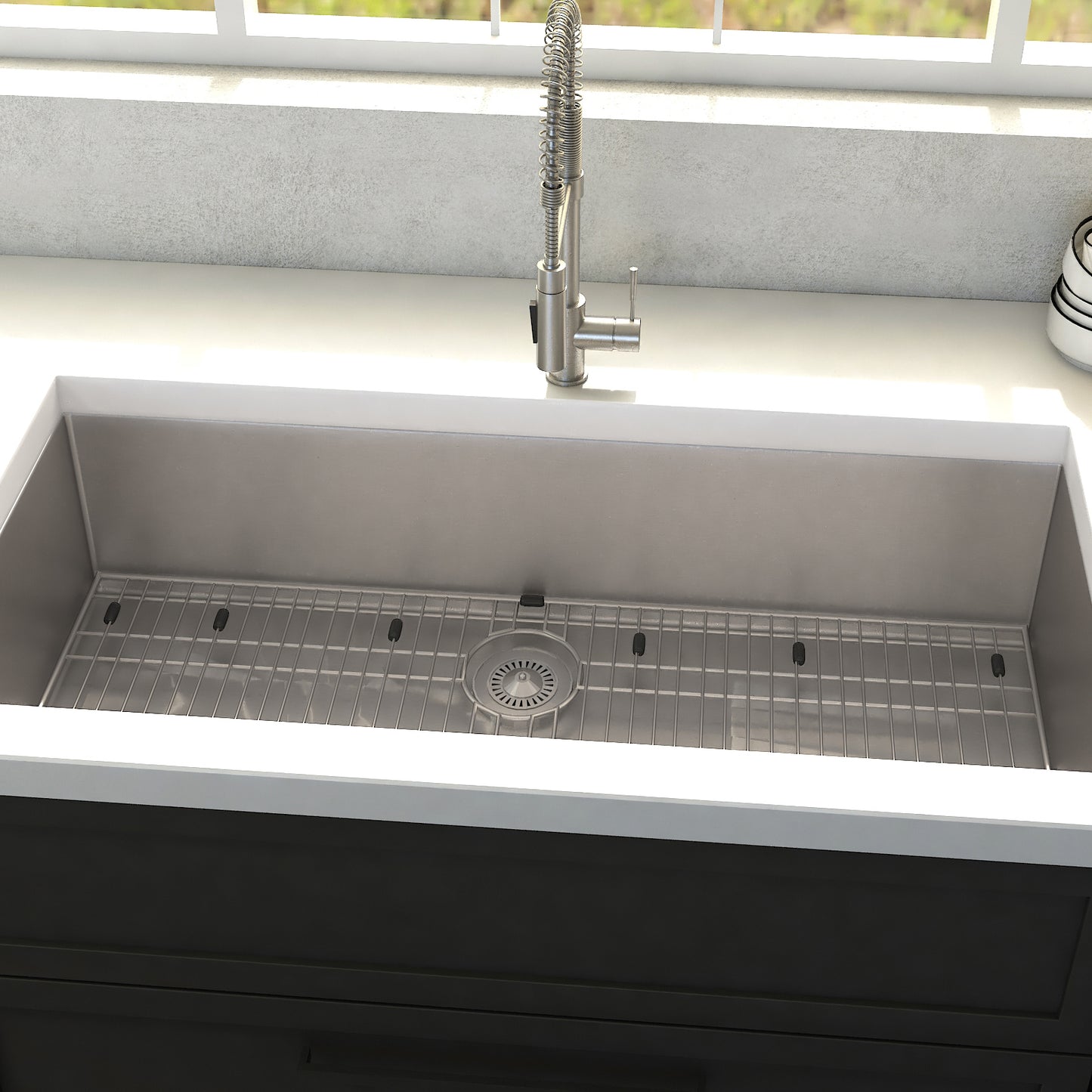 SRS-33 - 33" Meribel Undermount Single Bowl Stainless Steel Kitchen Sink with Bottom Grid