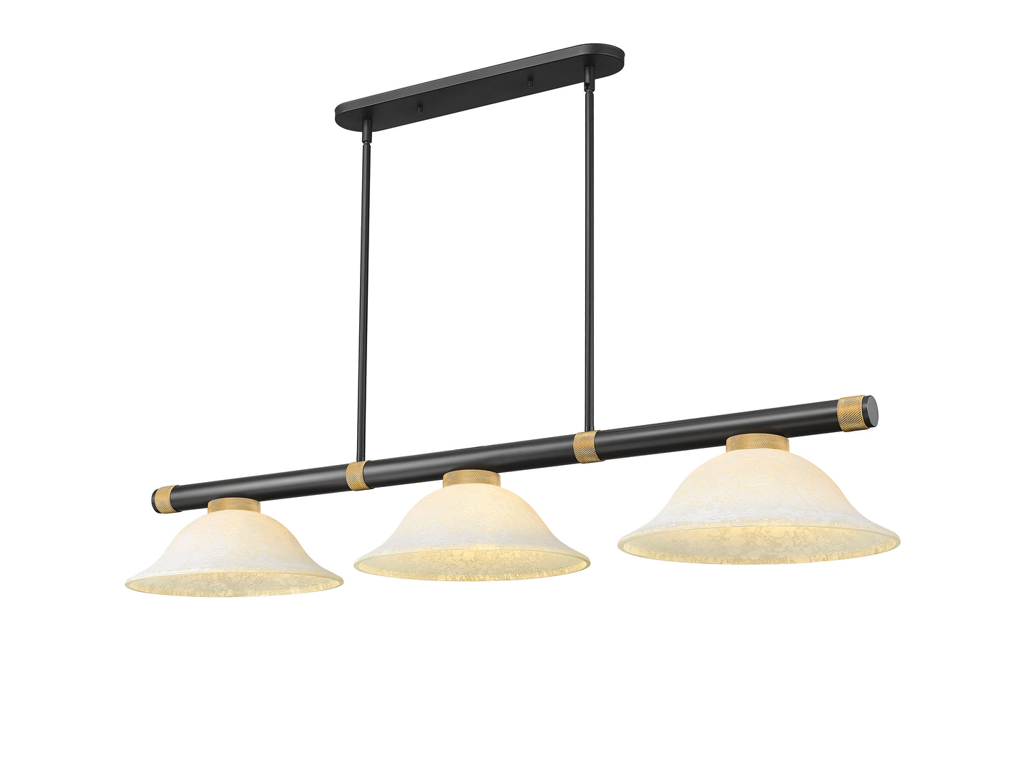 3050-3MB-RB-GM16 - Vanguard 3 Light 58" Billiard - Matte Black / Rubbed Brass