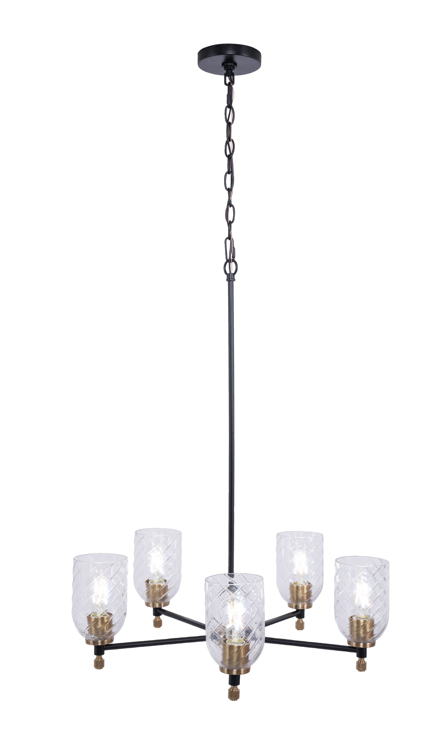 60325-FBSB-C - Council 5 Light 25" Wide Chandelier - Flat Black / Satin Brass