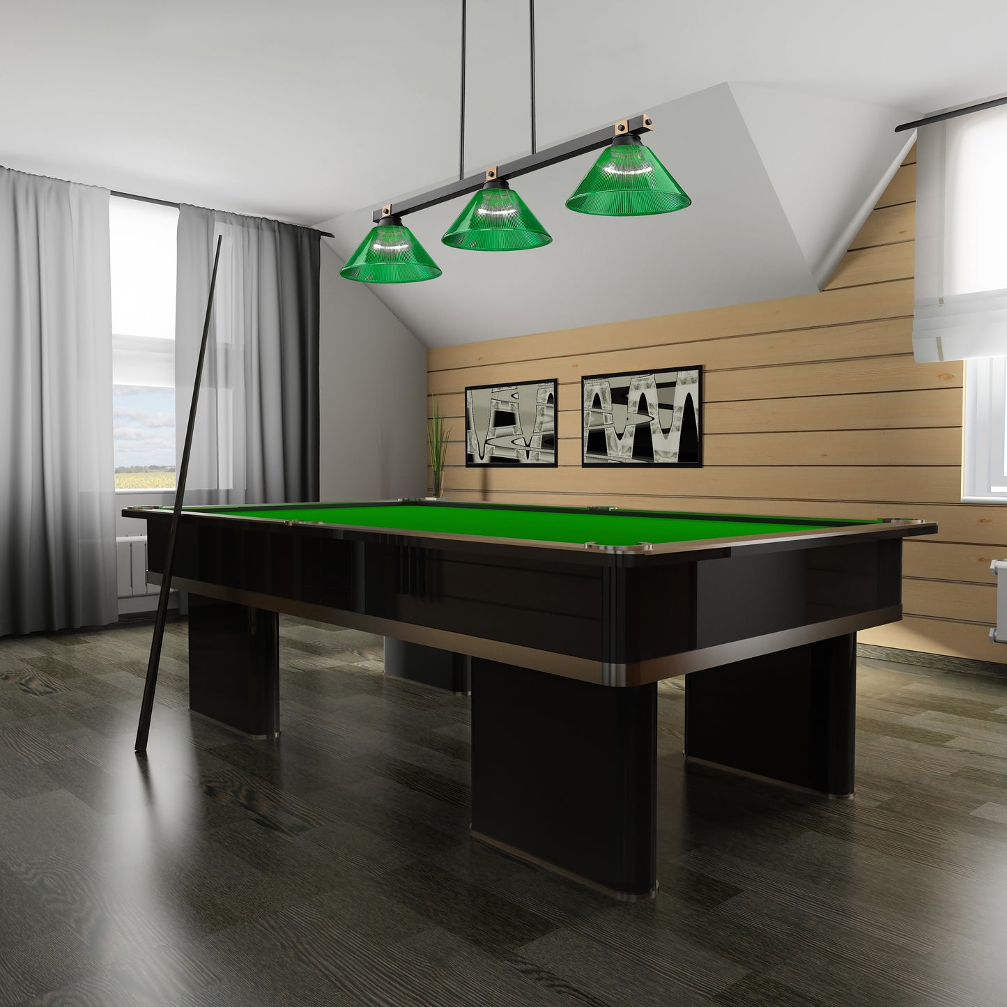1955-3MB-RB-ARG - Bronte 3 Light 53" Billiard - Matte Black / Rubbed Brass