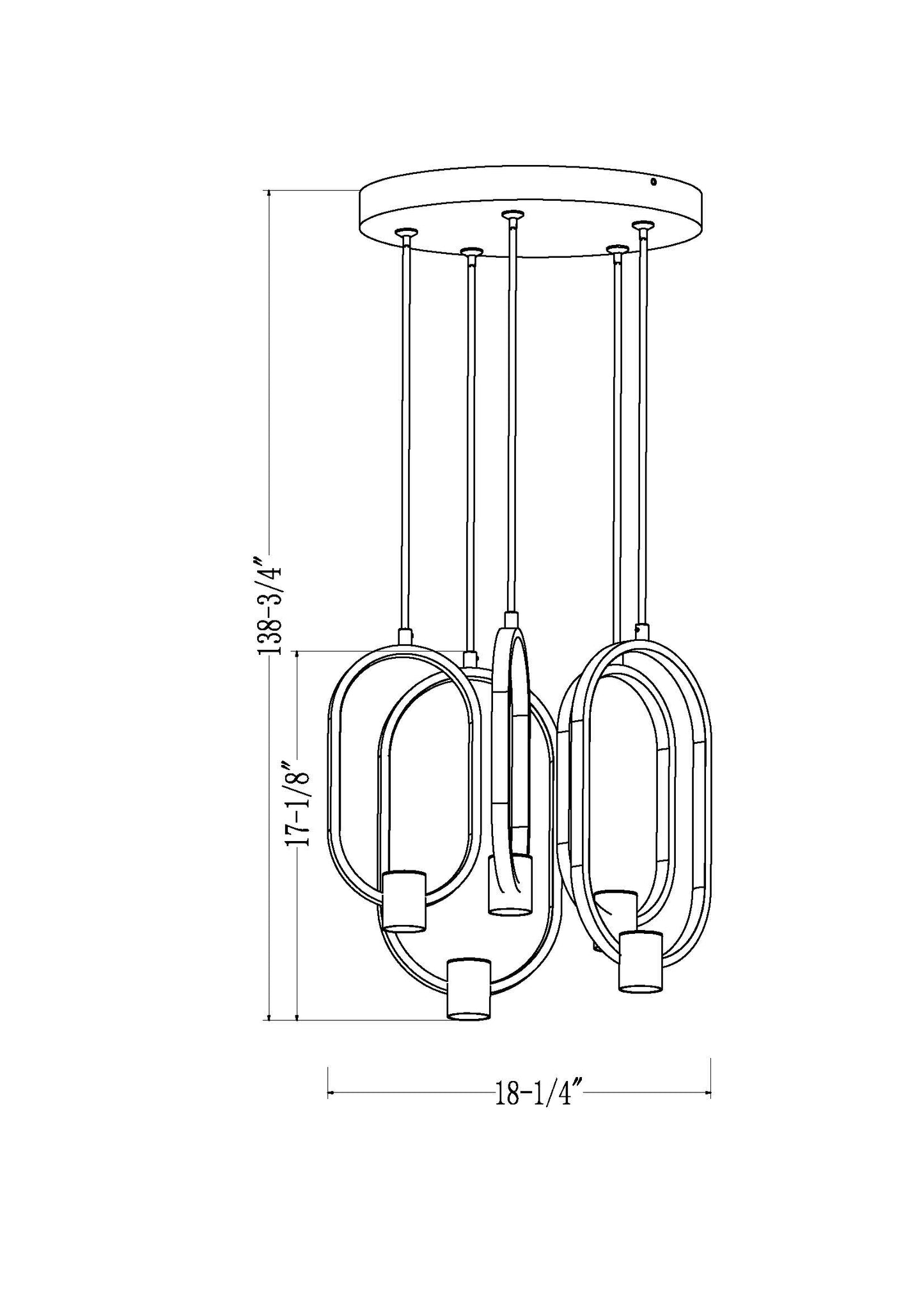 4101-5MB-LED - Saros 5 Light 18" Chandelier - Matte Black