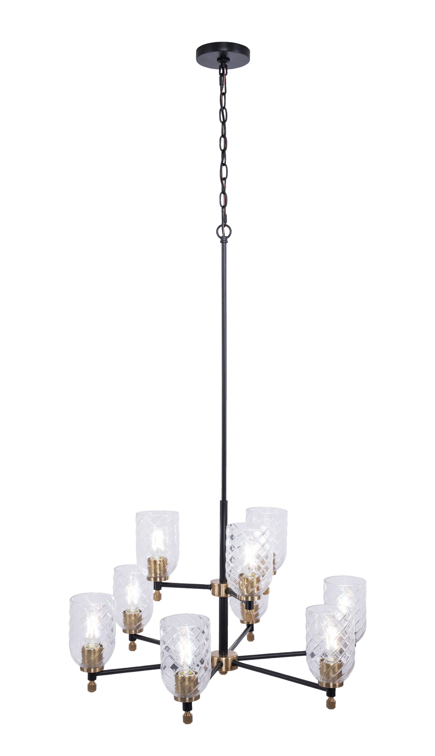 60329-FBSB-C - Council 9 Light 29" Wide Chandelier - Flat Black / Satin Brass
