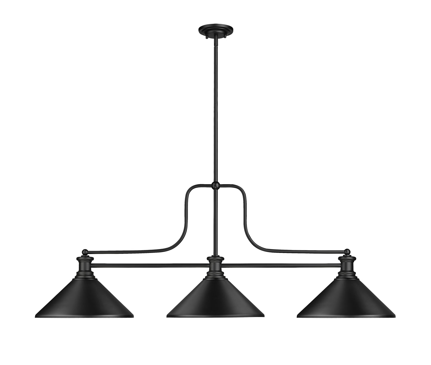 725-3MB-MMB - Melange 3 Light 52" Billiard - Matte Black