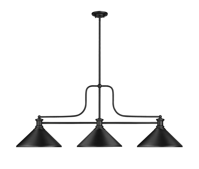 725-3MB-MMB - Melange 3 Light 52" Billiard - Matte Black