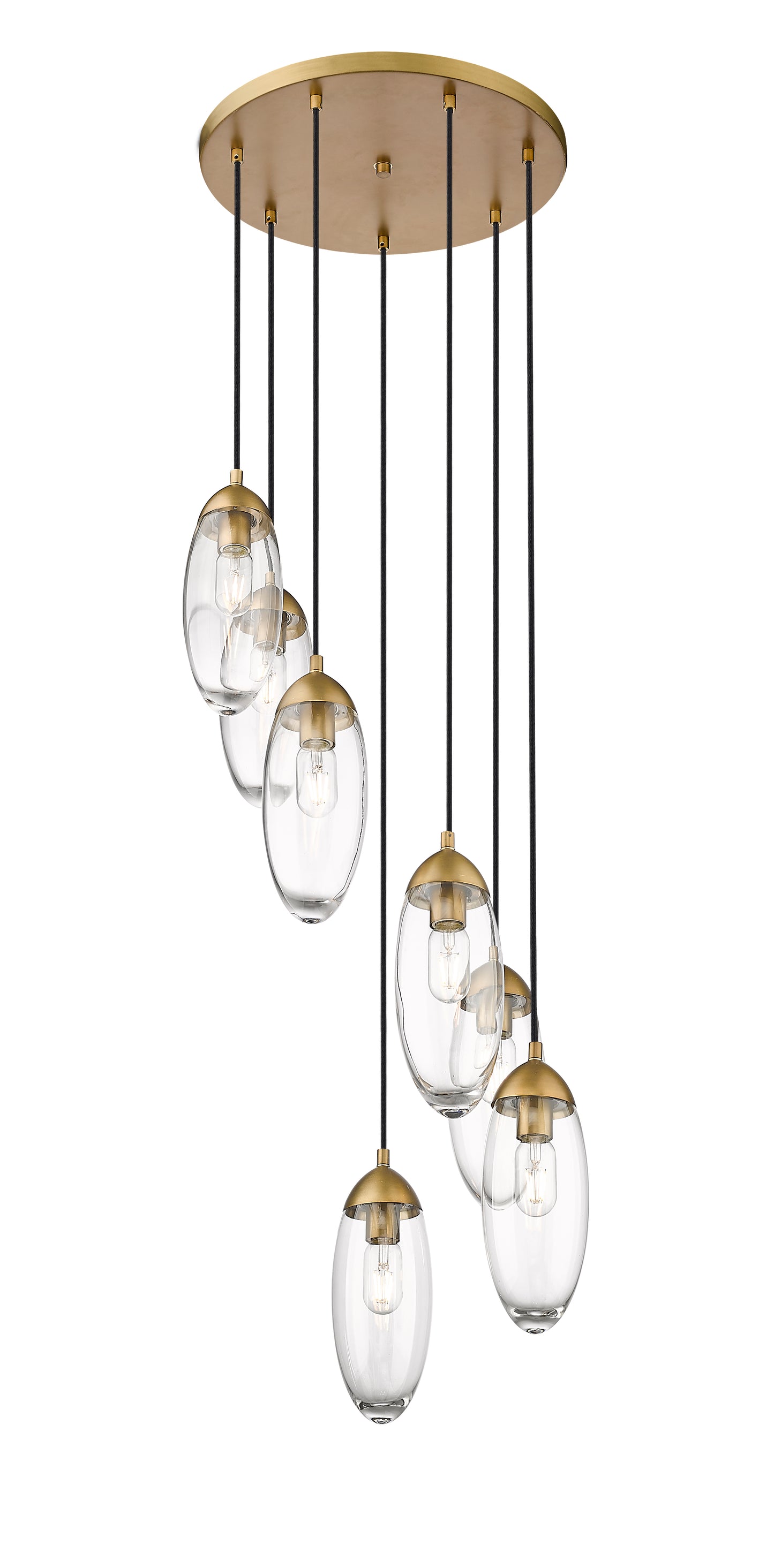 651P-7R-RB - Arden 7 Light 18" Chandelier - Rubbed Brass