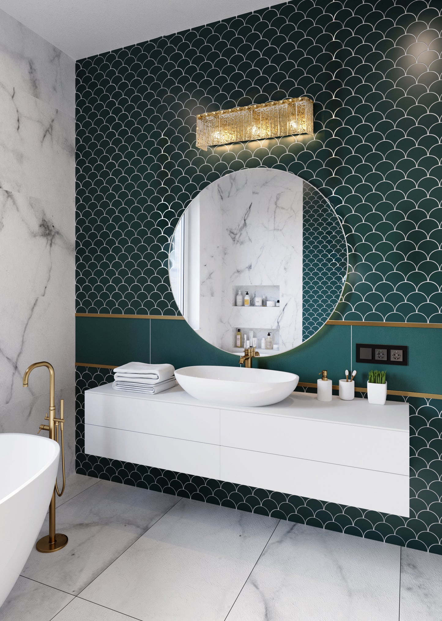 1943-3V-MGLD - Glacier 3 Light 24" Vanity - Modern Gold