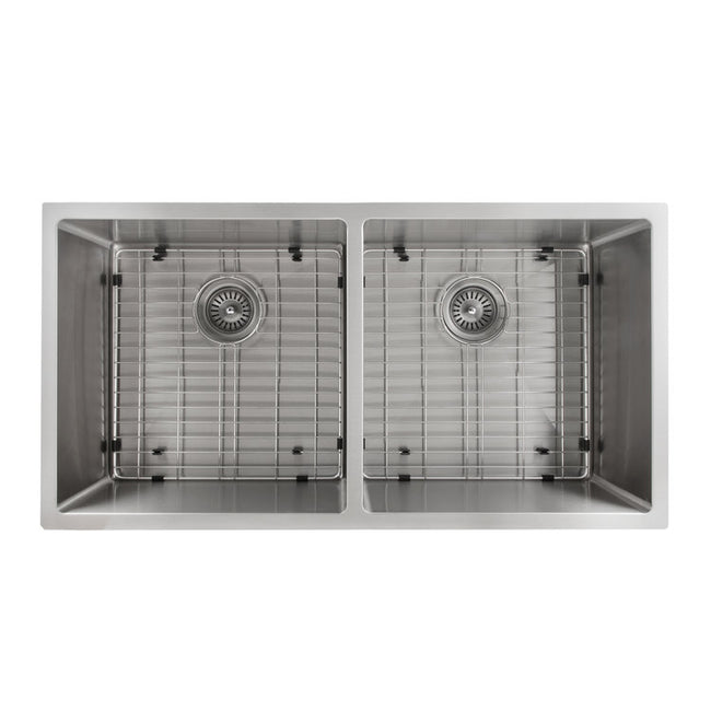 SR50D-36 - 36" Anton Undermount Double Bowl Stainless Steel Kitchen Sink with Bottom Grid