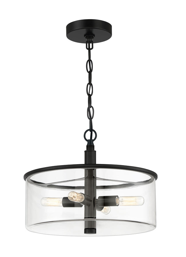 55654-FB - Hailie 4 Light 14.13" Wide Semi Flush Mount - Flat Black