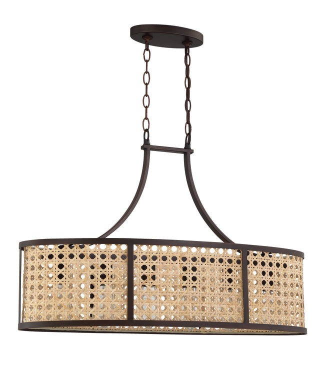 54576-ABZ - Malaya 6 Light 12.5" Wide Island Light - Aged Bronze Brushed