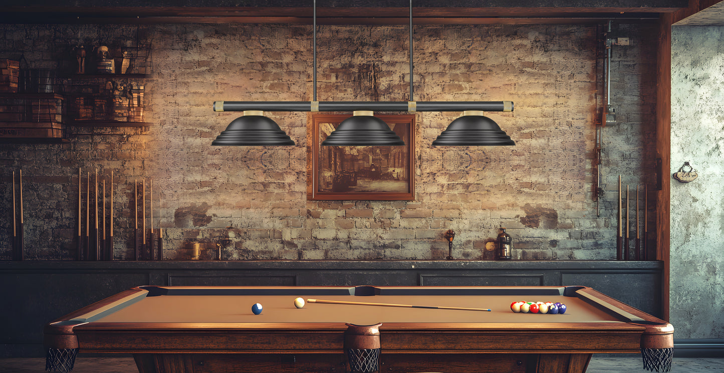 3050-3MB-RB-SMB - Vanguard 3 Light 59" Billiard - Matte Black / Rubbed Brass