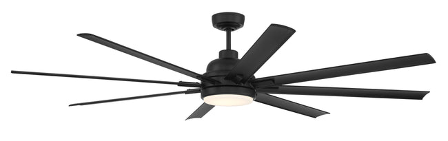 RSH72FB8-NWF - Rush 72" Ceiling Fan Wet Rated no Wifi 72" 8 Blade Indoor Outdoor Ceiling Fan with Light Kit - Flat Black