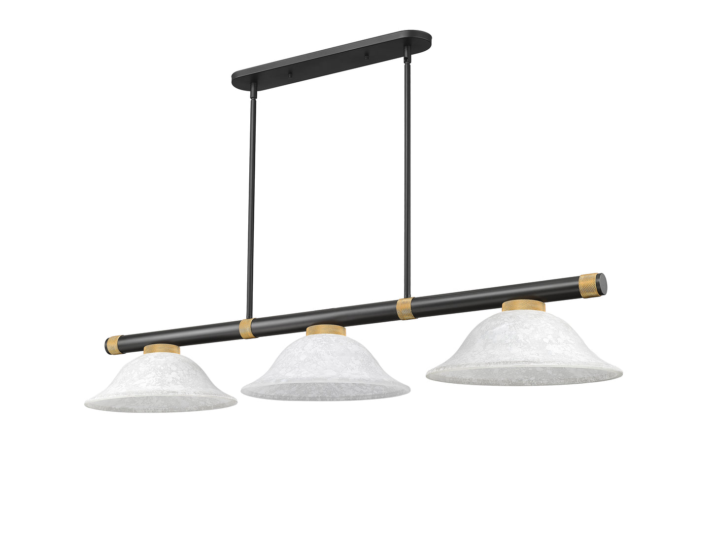 3050-3MB-RB-WM16 - Vanguard 3 Light 58" Billiard - Matte Black / Rubbed Brass