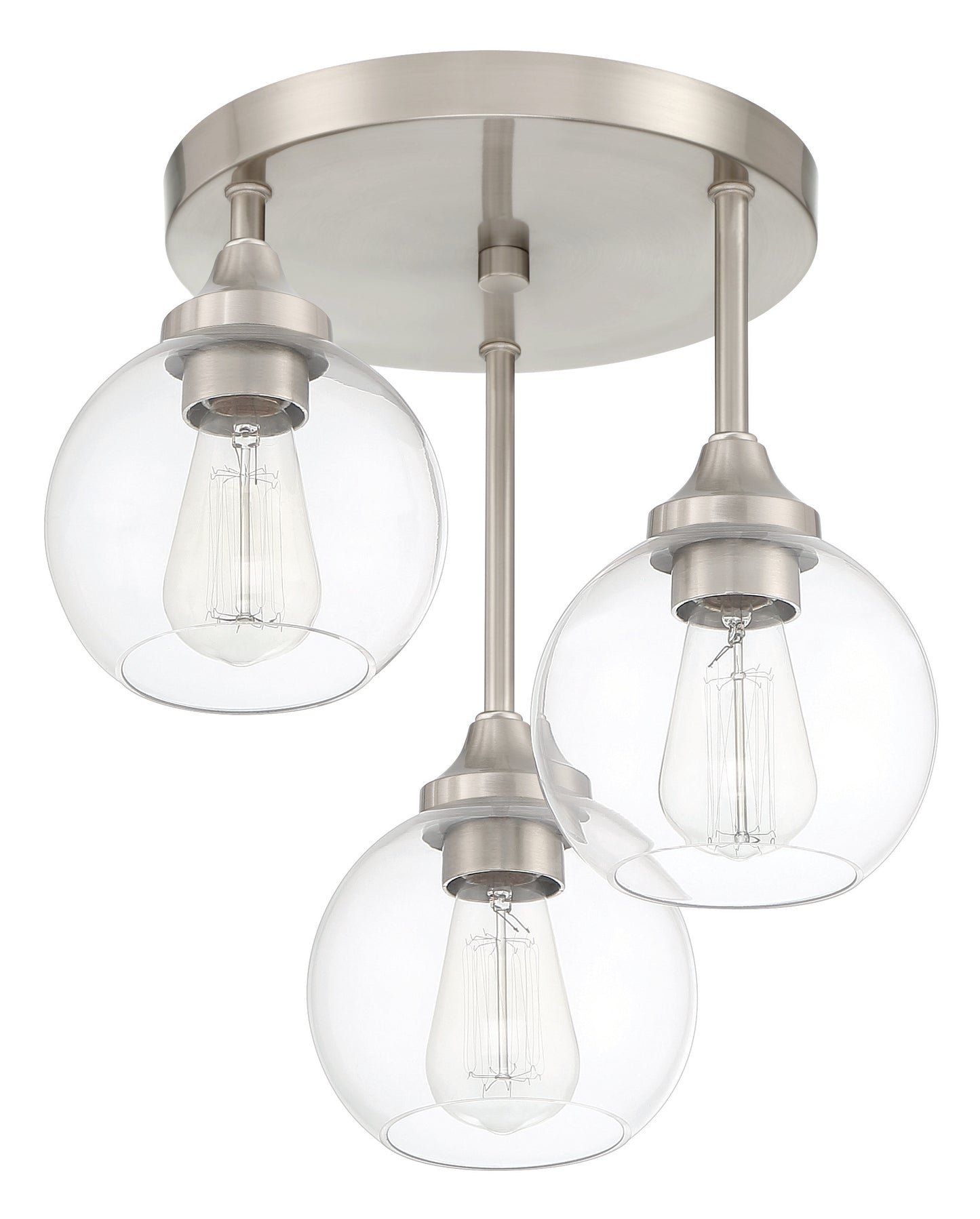 56253-BNK - Glenda 3 Light 14.25" Wide Semi Flush Mount - Brushed Nickel