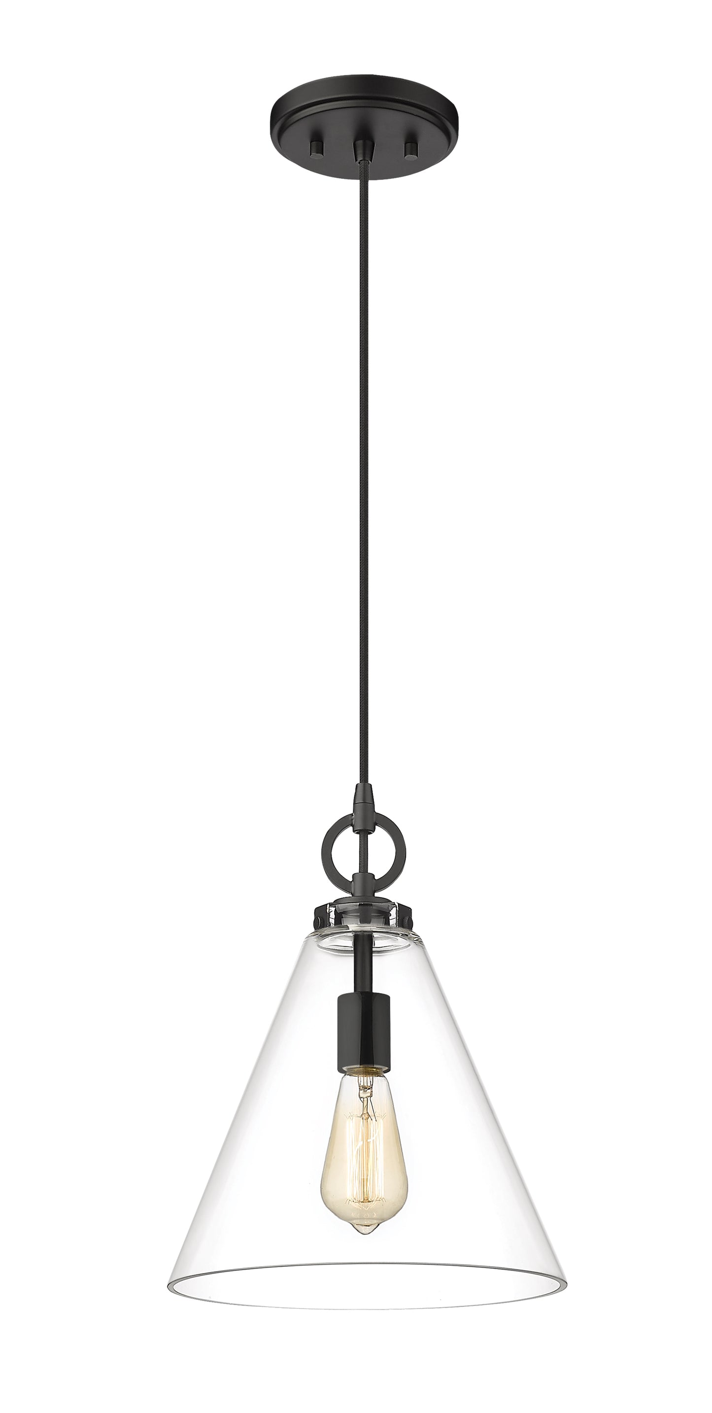 3034P11-MB - Harper 1 Light 12" Pendant - Matte Black