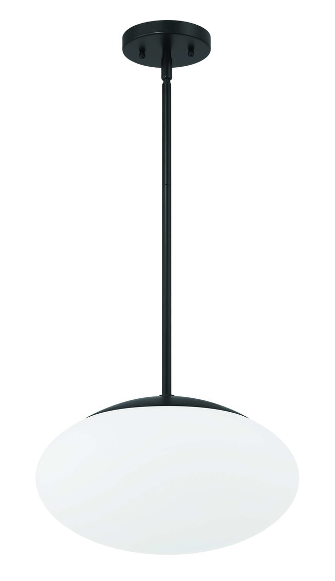 56894-FB-WG - Gaze 1 Light 14" Wide Pendant - Flat Black