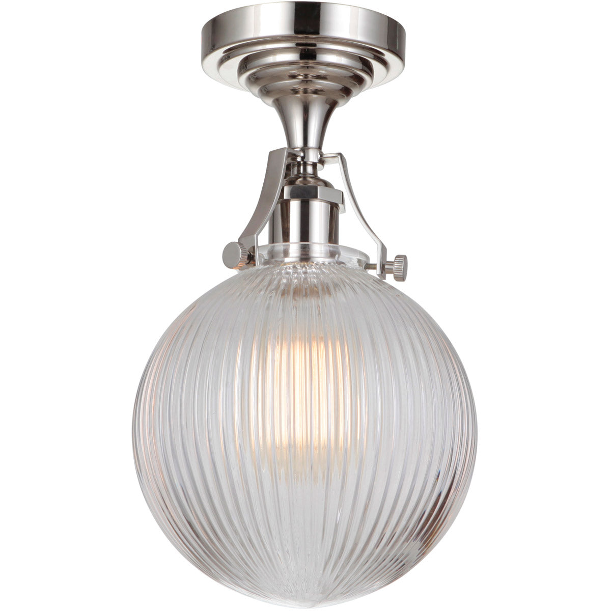 X8326-PLN-C - State House 1 Light 13.25" High Semi Flush Mount - Polished Nickel
