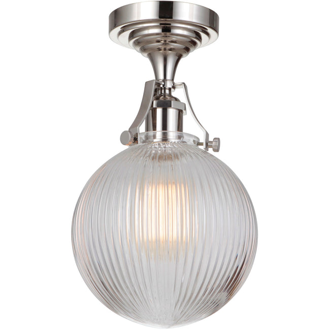 X8326-PLN-C - State House 1 Light 13.25" High Semi Flush Mount - Polished Nickel
