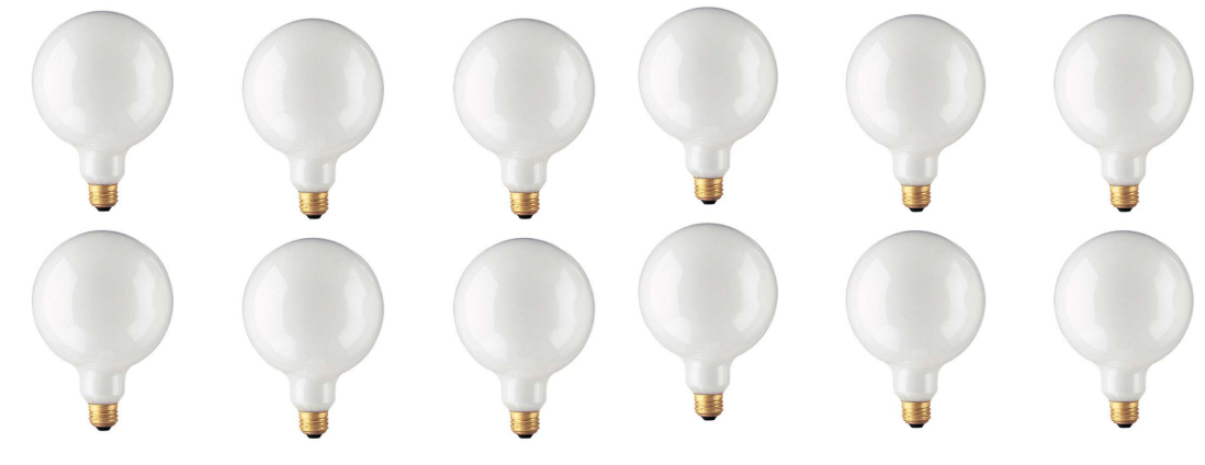 350025 - Dimmable White G40 Incandescent Light Bulb - 25 Watt - 2700K - 12 Pack
