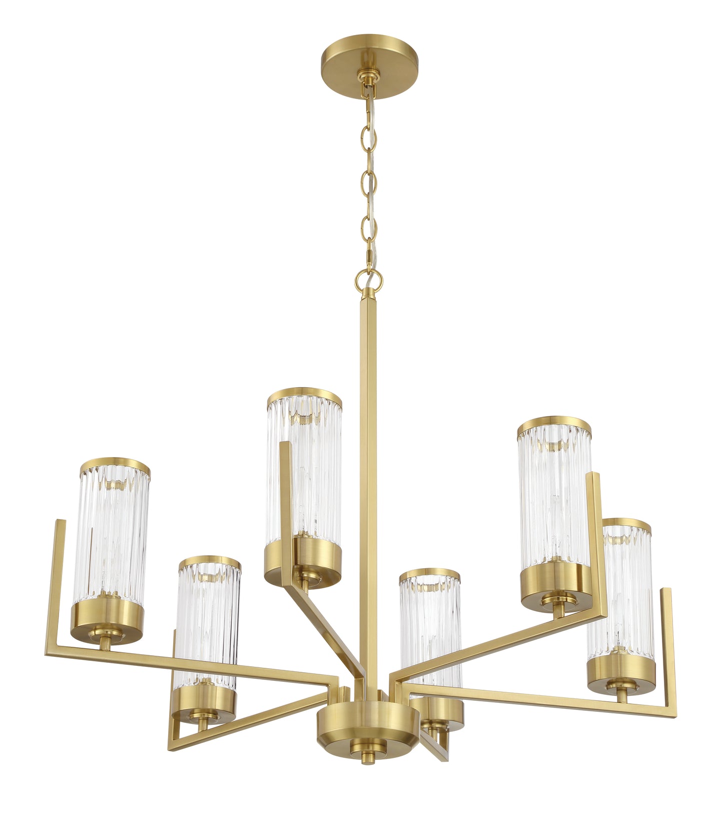 60126-SB - Whittley 6 Light 30" Wide Chandelier - Satin Brass