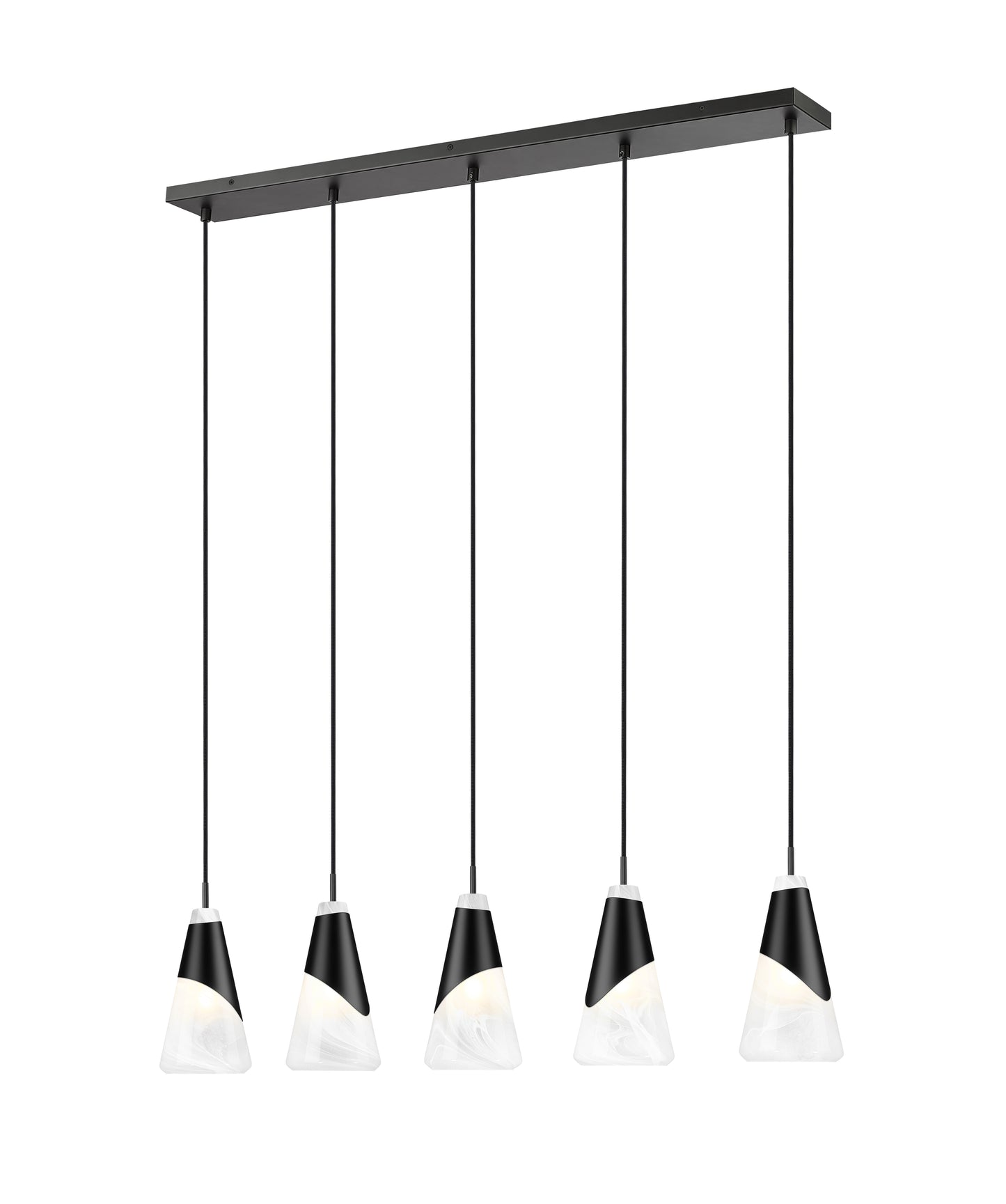 828P6-5L-MB - Aimie 5 Light Linear 42" Chandelier - Matte Black