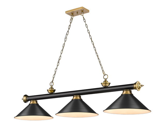2306-3MB-RB-MB15 - Cordon 3 Light 57" Billiard - Matte Black / Rubbed Brass