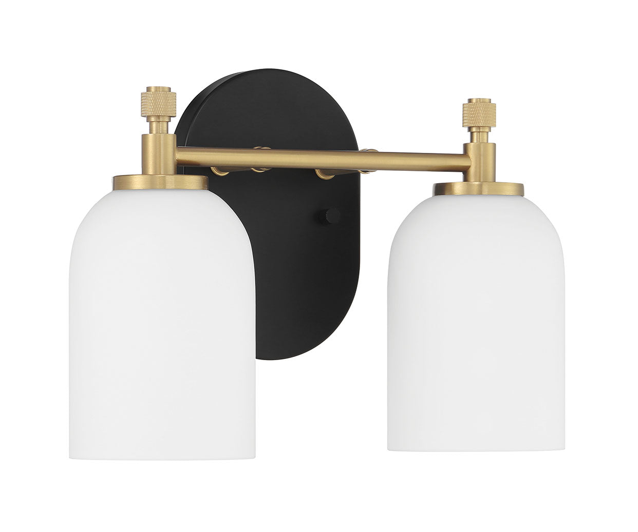 60302-FBSB - Council 2 Light 12.25" Wide Vanity Light - Flat Black / Satin Brass