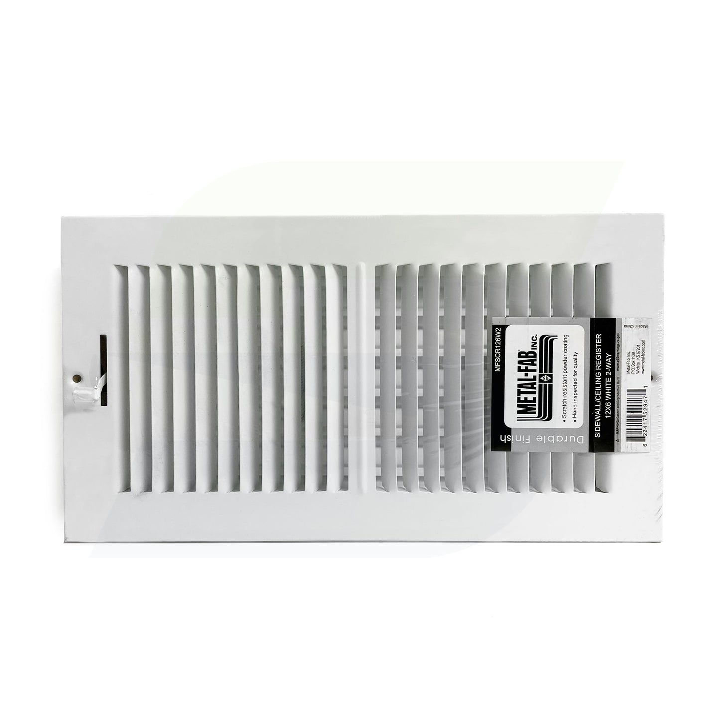 MFSCR126W2 - 12" x 6" 2-Way Sidewall / Ceiling Register - White