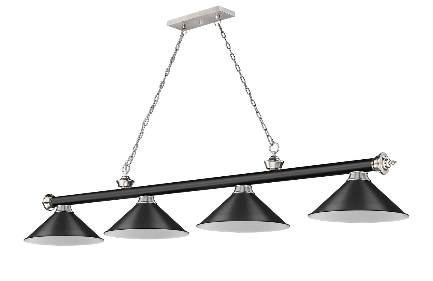 2306-4MB-BN-MB15 - Cordon 4 Light 81" Billiard - Matte Black / Brushed Nickel