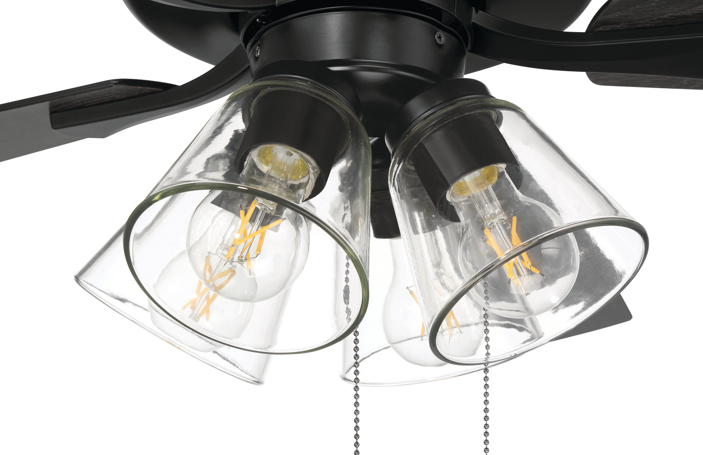 ECF104FB5-FBGW - Eos Clear 4 Light 52" 5 Blade Ceiling Fan with Light Kit - Flat Black