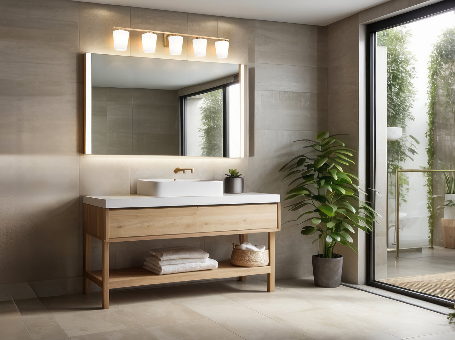 7703-5V-MGLD - Nextra 5 Light 42" Vanity - Modern Gold